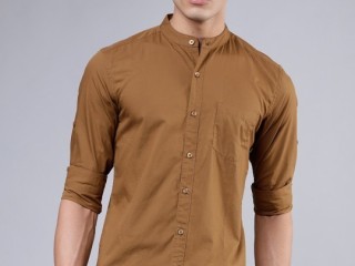 highlander-men-khaki-brown-slim-fit-solid-casual-shirt