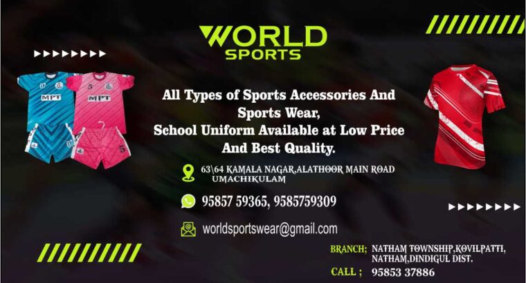 All type of sports wear available at our region